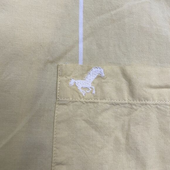 RVCA Kevin Spanky Long Button Down Shirt Mens Small Yellow Striped Short Sleeve - Picture 6 of 13